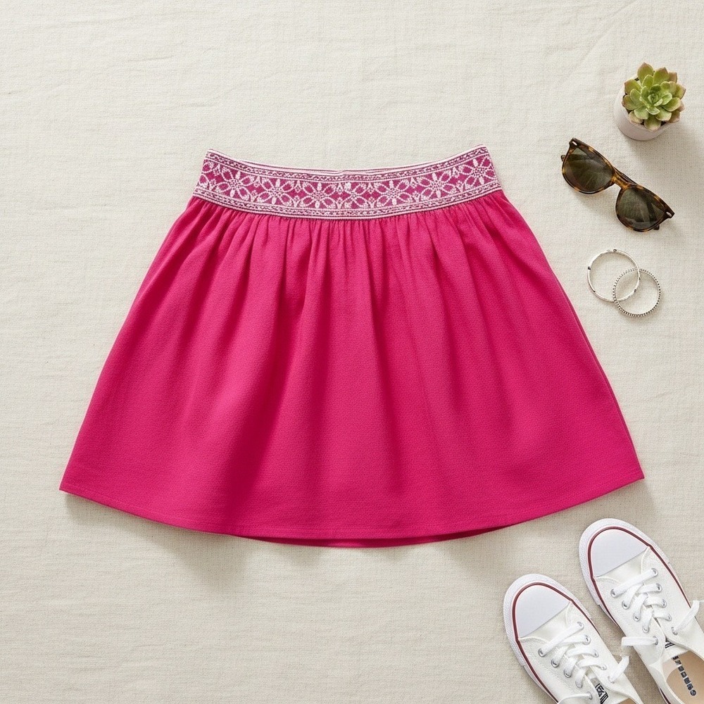 Moonlight Skirt Womens M‎ Pink Embroidered Waist Boho Festival Summer Flowy NWT